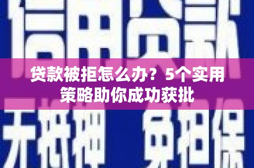 东阿贷款被拒怎么办？5个实用策略助你成功获批